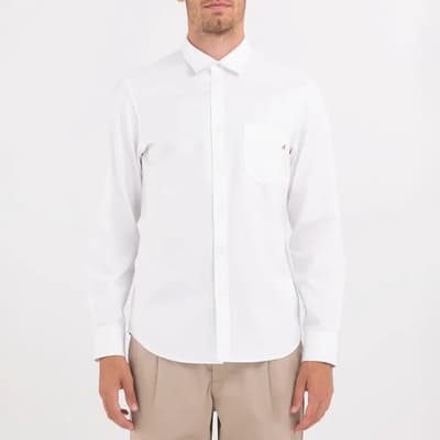 White Chest Pocket Cotton Shirt
