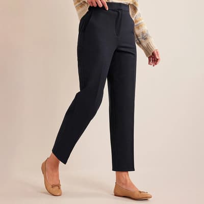 Navy Bi-Stretch Tapered Trousers
