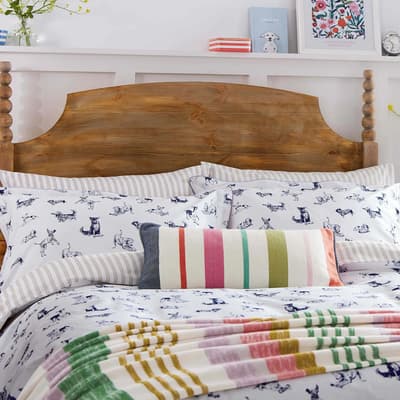 Playful Dogs Double Duvet Set, French Navy