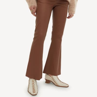 Chestnut Leather Flare Trouser