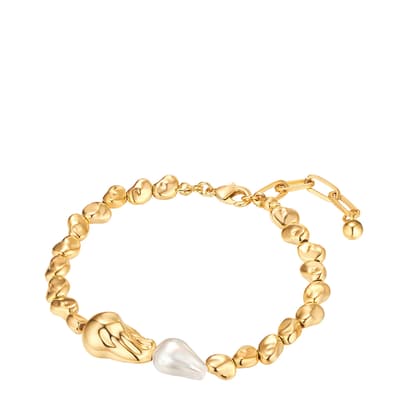 Yellow Gold Freshwater Pearl Bracelet