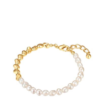 Yellow Gold Freshwater Pearl Bracelet