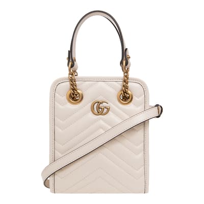 Gucci White GG Marmont Mini Tote Bag