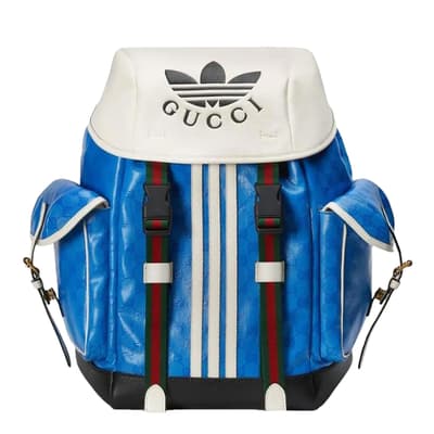 Adidas X Gucci Blue Leather Backpack
