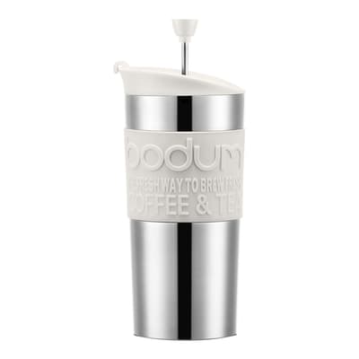White Stainless Steel Vacuum Travel Coffee Maker 0.35L, 12oz