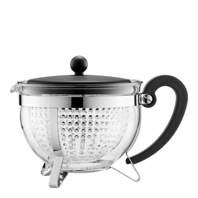 Black Glass Teapot with Filter 1.3L, 44oz