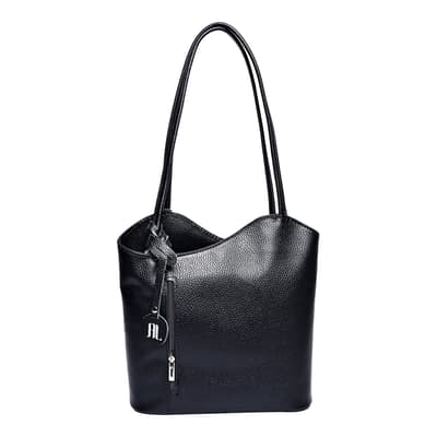 Black Leather Tote Bag / Backpack
