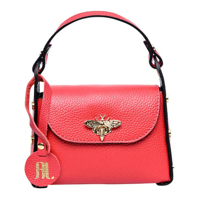 Red Leather Top Handle Bag