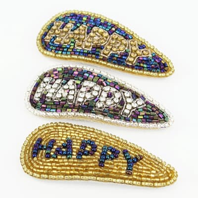 Set Of 3 Happy Hair Clips