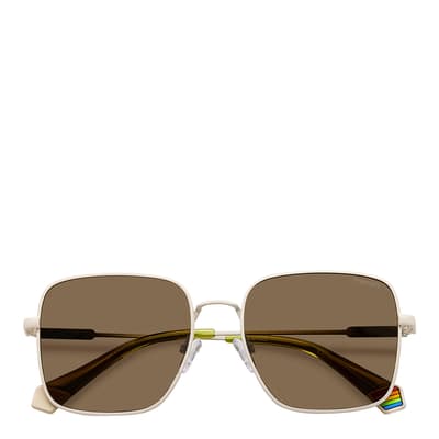 Matte Ivory Square Double Bridge Sunglasses