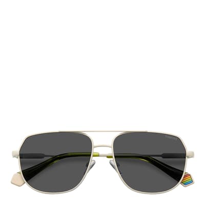 Matte Ivory Square Double Bridge Sunglasses