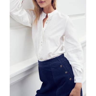 White Bethany Pintuck Blouse 