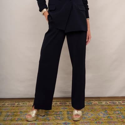 Navy Quinty Wide Leg Trousers