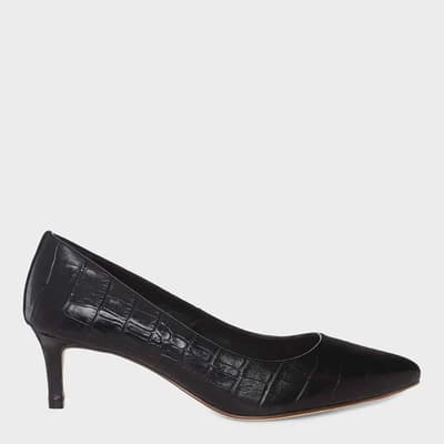 Black Emma Court Leather Heels