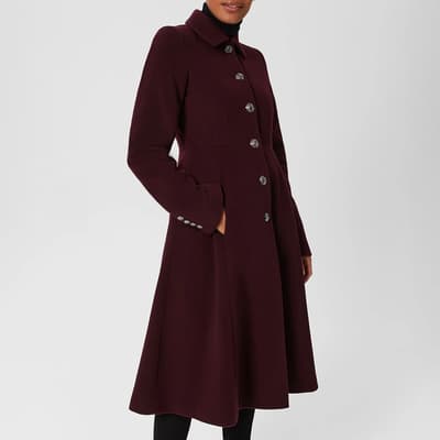 Burgundy Catilin Wool Cashmere Blend Coat