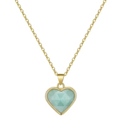 18K Gold Heart Gemstone Necklace