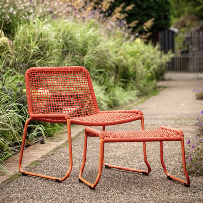 Aikins Lounge Chair with Footstool, Orange