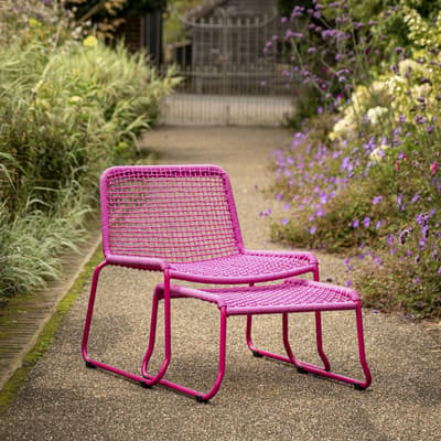 Aikins Lounge Chair with Footstool, Pink