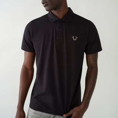Black Core Cotton Blend Polo Shirt