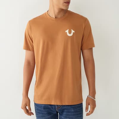 Tan Back Buddha Logo Cotton T-Shirt