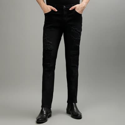 Black Rocco Straight Distressed Jeans