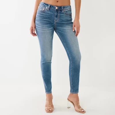 Blue Halle Mid Rise Skinny Stretch Jeans