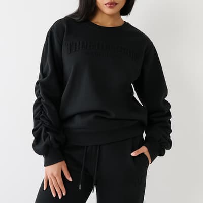 Black Relaxed Cotton Blend Sweatshirt