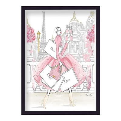 Dior Shopping In Paris Pink Gown Framed Print