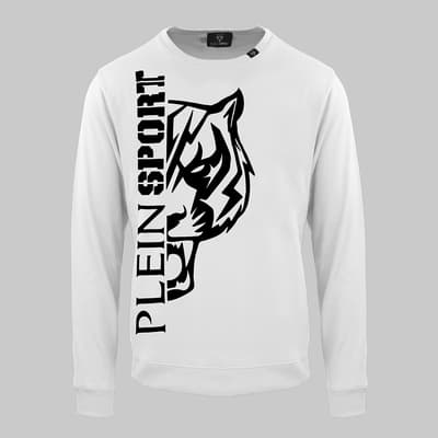 White Tiger Print Sweatshirt