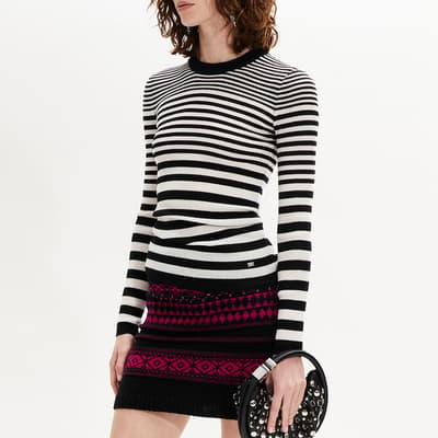 Black/White Stripe Wool Top
