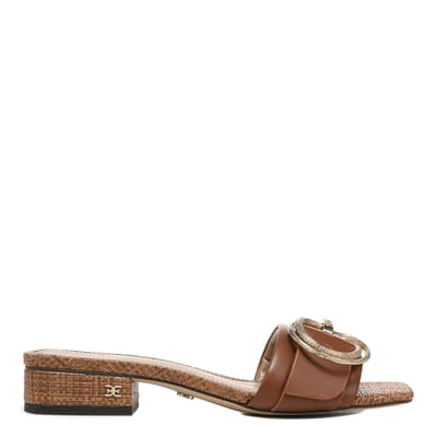 Cognac Delfi Leather Flat Sandals