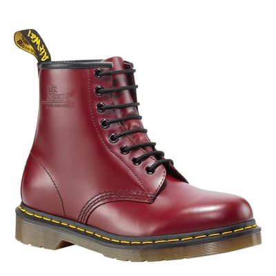Unisex Dark Red Unisex 1460 Smooth Leather Lace Up Boots
