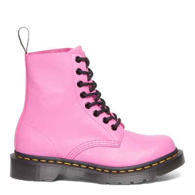 Women Pink 1460 Pascal 8 Eye Leather Lace Up Ankle Boots