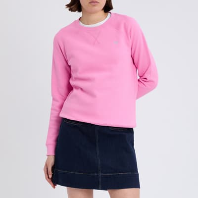 Pink Pique Cotton Crew Sweatshirt 