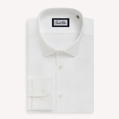 White Regular Fit Cotton Shirt