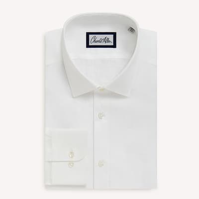 White Regular Fit Linen Shirt