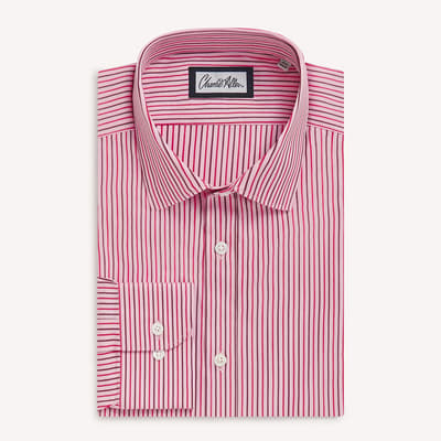 Red Multi Stripe Regular Fit Cotton Shirt
