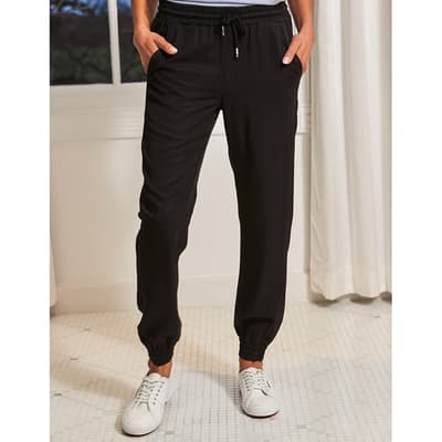 Black Luxe Silver Trim Woven Joggers