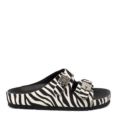 Zebra Print Kim Leather Flat Sandals