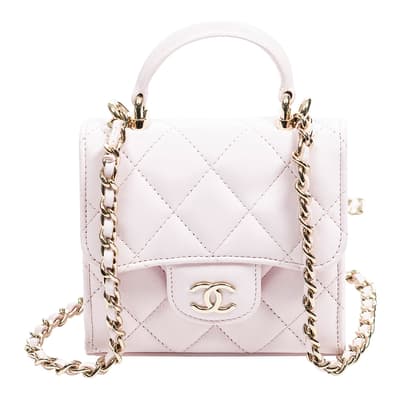 Light Pink Mini Flap Top Handle Shoulder Bag
