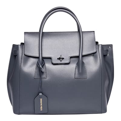 Grey Italian Leather Crossbody bag