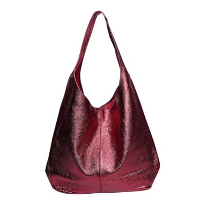 Red Italian Leather Top Handle Bag
