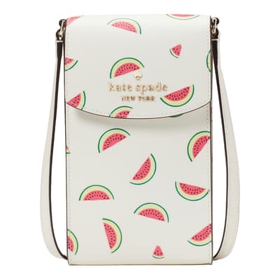 Cream Staci Watermelon Party Printed North South Flap Phone Crossbody