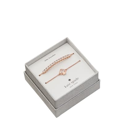 Rose Gold Slider Bracelet Set - Boxed