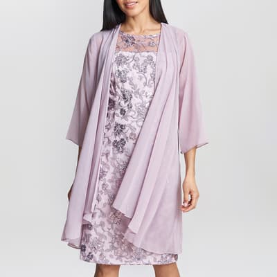 Lilac Gladys Embroidered Shift Dress And Jacket