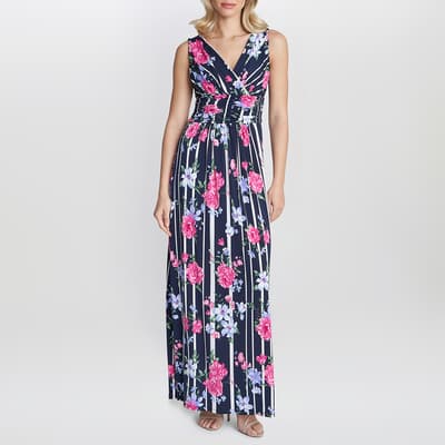 Navy/Pink Maxene Jersey Maxi Dress