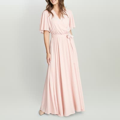 Pale Pink Crissy Cape Sleeve Maxi Dress