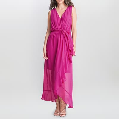 Pink Imogen Sleeveless Wrap Dress