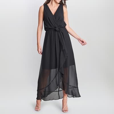Black Imogen Sleeveless Wrap Dress
