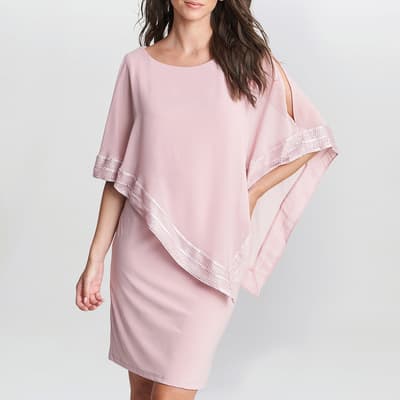 Pale Pink Lucy Metallic Trim Asymmetric Dress